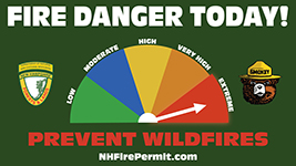 Forest Protection graphic showing the daily fire danger is extreme-level 5